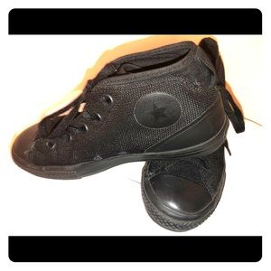 Converse all black kids mid top sneakers